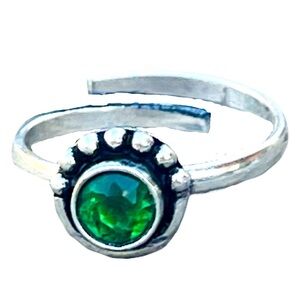 New Artisan Rare Natural Green Grossular Garnet 925 Sterling Silver Round Ring